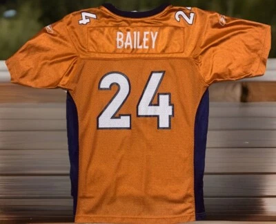 Camiseta de fútbol americano Reebok Denver Broncos NFL Champ Bailey #24 naranja juvenil grande Foto 1 de 4