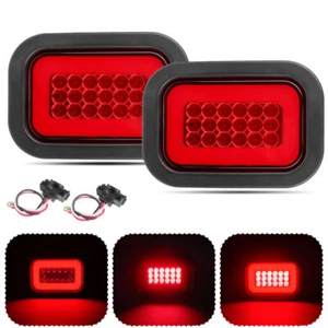 5" x 3" Rectangular LED Tail Brake Lights With Pigtails Universal Trailer Truck - Picture 1 of 10