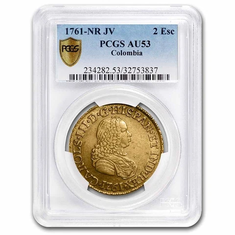 1761-NR JV Colombia Gold 2 Escudos Carlos III AU-53 PCGS - SKU#268110 Cover