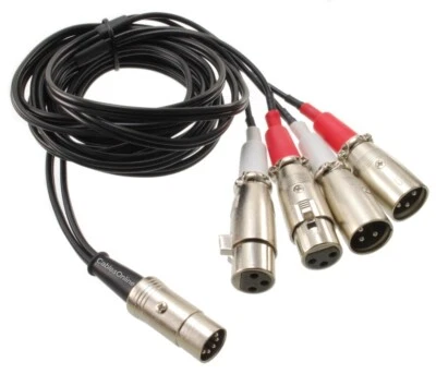 6ft DIN 5-Pin to 4-XLR 3-Pin 2/Male 2/Female Audio Cable for B&O, Naim or Quad - Image 1 of 2