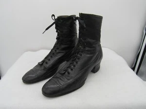 Antique Victorian Nurses Comfort Lace Up Black Shoes for Tender Feet High Top - Picture 1 of 14