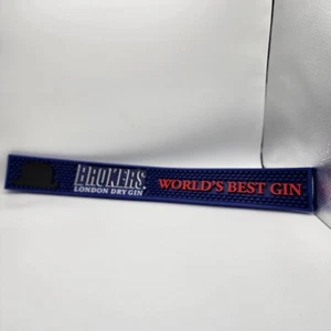 Bar Rubber Spill Mat -Broker’s London Dry Gin- 24" x 3" Blue Preowned. - Picture 1 of 10