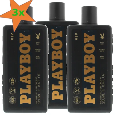 Playboy VIP 3in1 Duschgel & Shampoo Duschpflege Duschbad Body Face Hair 3x250ml