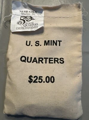 2006 D Nebraska State Quarters $25 100 Uncirculated Unopened US Mint Sewn Bag - Image 1 of 3
