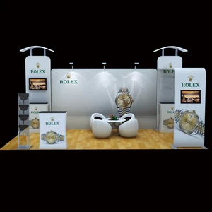 20ft portable fabric trade show display booth exhibition with Counter TV bracket - Picture 1 of 5