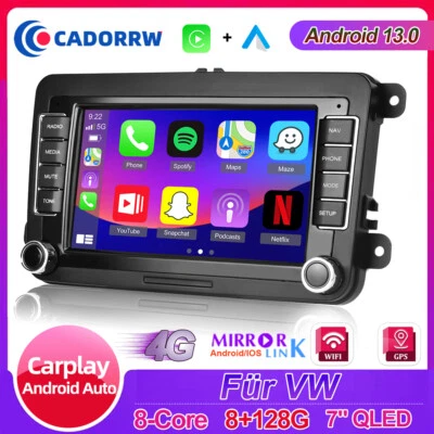 Carplay 8-Kern 8+128GB Android 15 Autoradio Für VW Touran Tiguan Golf 5 6 Passat - Bild 1 von 4