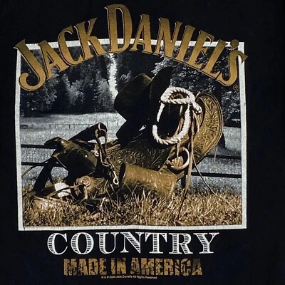 Jack Daniels Old No. 7 Adult Sz Medium Vintage T-Shirt Black Single Stitch 2000 - Image 1 of 4