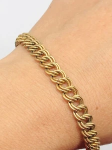 Vtg 1/20 12K ? Gold Filled GF Statement Links Bracelet Long 7.25” - Weight 9.3g - Picture 1 of 9