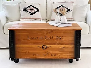 Coffee Table Chest Living Room Table Sofa Table Wood Solid Vintage Shabby - Picture 1 of 7