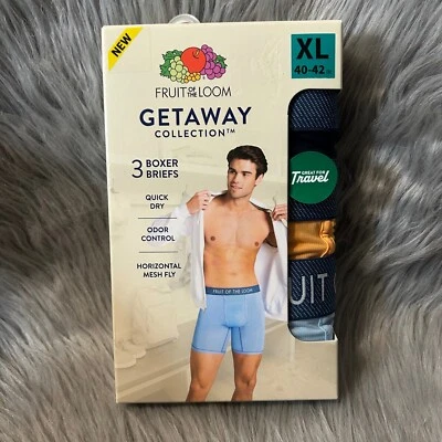 Fruit Of The Loom Boxer Briefs Men's Size XL 40-42 Quick Dry 3 Pair Oder Control - Image 1 of 4