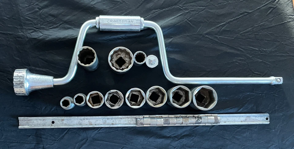 Vintage Craftsman USA 1/2" Drive Speed Handle, (12) Sockets, & Rack | FREE S&H - Image 1 of 4