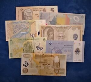 ■■■ POLYMER BANKNOTES SET ■ Starter Kit of 7 UNC notes  ■ Special Offer !! ■■■