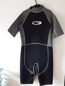 Aerial Wetsuit Adults Size Medium Short Sleeve Short Leg Grey Black Back Zip - Picture 1 of 16