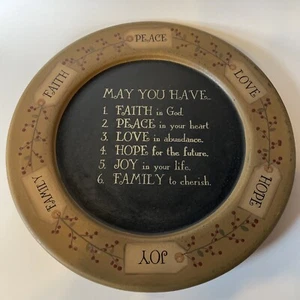 Placa redonda primitiva de resina Barbara Lloyd “May You Have…” Lista de 6 deseos - Imagen 1 de 11