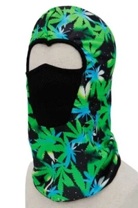 New Marijuana Weed 420 Balaclava Neck Tube Scarf Gaiter Mask Bandana BLUE GREEN - Picture 1 of 1