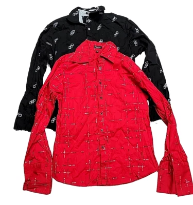 Lote de 2 Camisas de Vestir Mission Bordadas Diseño Geométrico Hombres XL Hechas en EE. UU. Foto 1 de 4