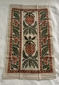 Asciugamano da tè vintage Kay Dee Lois lungo ananas LINO dipinto a mano 29”x 16” - Foto 1 di 10