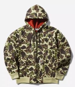 RARE 🔥 CARHARTT WIP Car-Lux Hooded Jacket Camo Duck Green Turmeric XL L I032935 - Picture 1 of 20