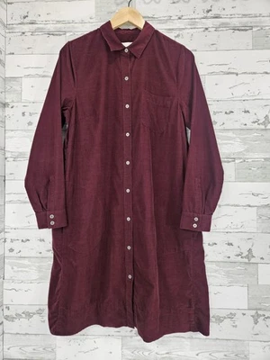 J Jill Soft Corduroy Long Sleeves Button Up Shirtdress Burgundy Womens Medium - Image 1 of 4