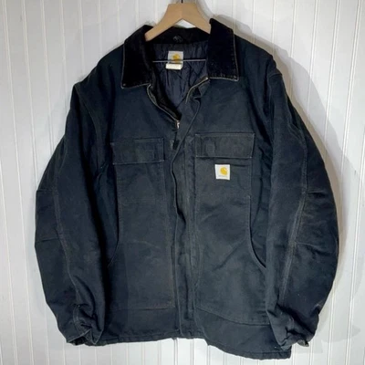 2009 Carhartt C03 BLK Arctic Traditional Coat Black 46 Tall (XL) Distressed Work - Image 1 of 4