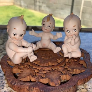 Vintage Lefton Lot Of 3 Of Kewpie Bisque Porcelain Baby Doll Figurines - Photo 1/13