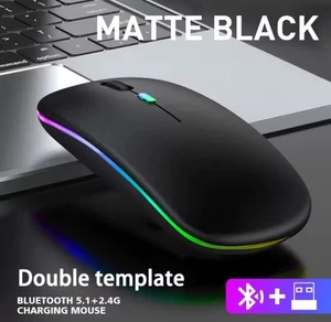2.4GHz Bluetooth Wireless Optical Mouse USB Rechargeable RGB Office PC Laptop - Picture 1 of 1