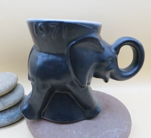 Vintage Frankoma Political Republican 4" Mug Planter 1971 Black Elephant GOP - Picture 1 of 10