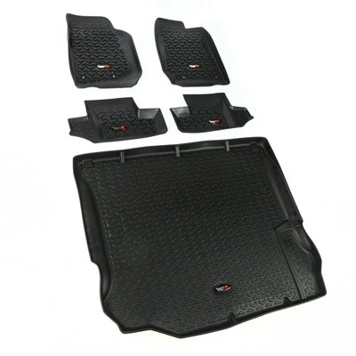 Rugged Ridge Floor Liner Front/Rear/Cargo Black Fits 2011-2018 Jeep Wrangler JK - Image 1 of 4