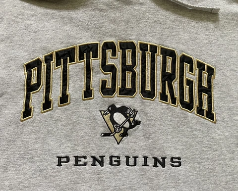Pittsburgh Penguins NHL Womens Pullover Hoodie Size XL Stitched Embroidered Gray Cover