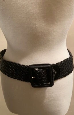 Linea Pelle Handmade LPWD06953 Black SZ M Woven Leather Belt   # 4578 - Image 1 of 4