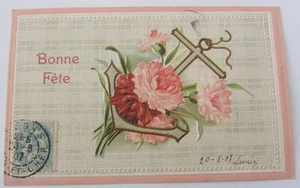 Cartolina d'epoca rilievo Fiori  - postcard - tarjeta 1907 - Picture 1 of 1