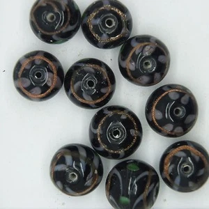 Cuentas de vidrio negras opacas redondas 12 mm. Paquete de 10. Hecho en la India. - Imagen 1 de 2