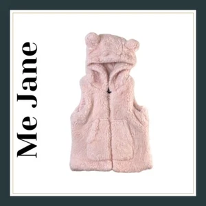 Me Jane Girls Pink Faux Fur Vest Hooded Bear Ears Size 6 Sleeveless Outerwear - Picture 1 of 14