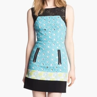 Tracy Reese Embroidery Mash Up Combo Sheath Dress Sleeveless Pockets Size 10 NWT - Image 1 of 4