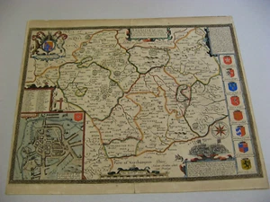 100% ORIGINAL LARGE LEICESTERSHIRE MAP BY JOHN SPEED C1611 1ST HAND COLOUR - Picture 1 of 6