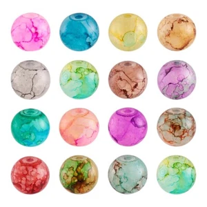 300pcs Colorful Spray Painted Glass Round Beads Smooth Mini Loose Spacer 8~8.5mm - Picture 1 of 12
