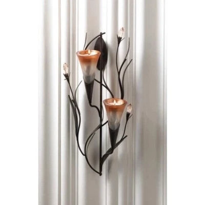Aplique de pared para velas Dawn Lilies candelabro doble aplique decoración de pared NUEVO Foto 1 de 4