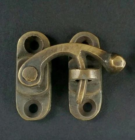 Small ant style Cabinet, Jewelry Box Latch Swing Hook Solid Brass Hasp Lock #X16 Cover