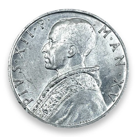 1953 Vatican City 10 Lire Pope Pius XII - UNC Aluminum Coin #MX60510 Cover