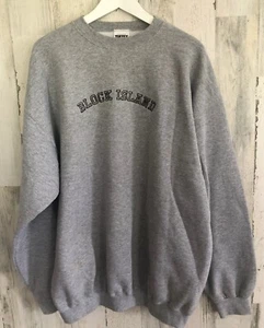 vtg TULTEX Superweight Sweatshirt Sz XL Heather Gray Embroidered Block Island - Picture 1 of 15