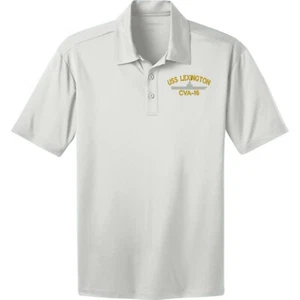 White Dri FIT Mesh Polo shirt USS LEXINGTON CVA-16 Embroidered / Add name - Picture 1 of 3