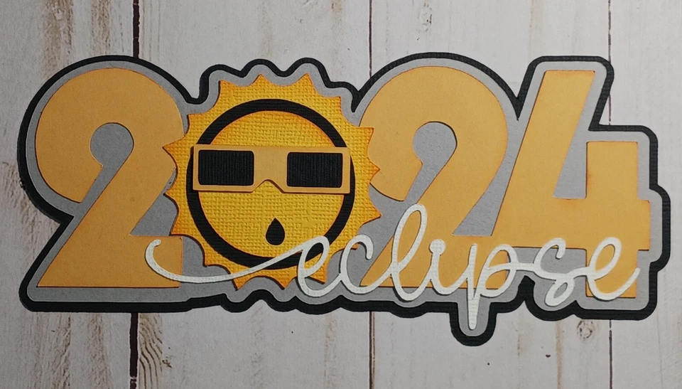 Premade paper piece, scrapbook Title,  Eclipse Title, Eclipse, Eclipse 2024 - Image 1 of 1