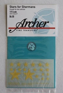 Archer 1/72 - 1/76 US Vehicle Stars for M4 Sherman Medium Tank (Yellow) AR72022Y - Picture 1 of 1