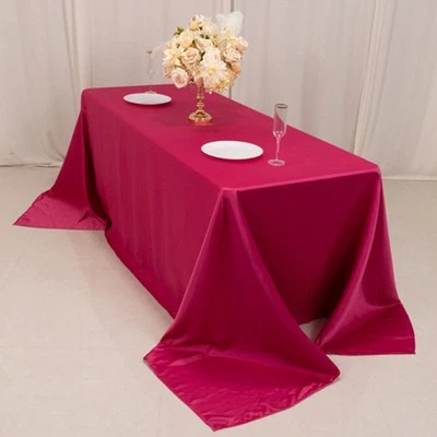 FUCHSIA 90x132" RECTANGLE Lamour Satin TABLECLOTH Wedding Party Home Banquet - Image 1 of 4