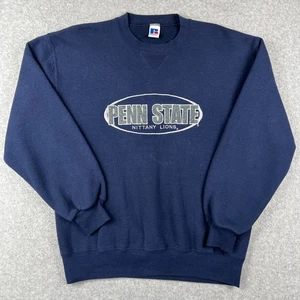VINTAGE Penn State Russell Athletic Sweatshirt USA Made Large Mens Blue Crew 90s - Picture 1 of 7