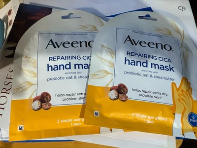 Aveeno Repairing CICA Hand or Foot Mask w/ Oat & Shea Butter 2 PACKS - Image 1 of 2