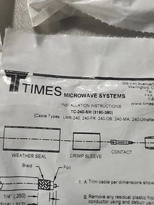 Times - TC-240-SM TYP 3190-380 SMA Zespoły złączy kablowych wtykowych (x9) - Zdjęcie 1 z 3