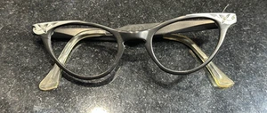 Gafas de ojo de gato artísticas vintage decorativas marco negro sin usar originales años 50 - Imagen 1 de 5