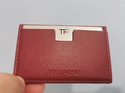 Genuine Tom Ford Brown Red Leather Case With Mirror Cardholder Bank Card Case