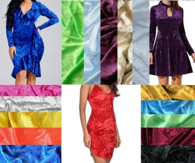 Premium Crushed Velvet Fabric Dress Craft Stretch Velour Material 150cm 60" Wide - Image 1 of 2
